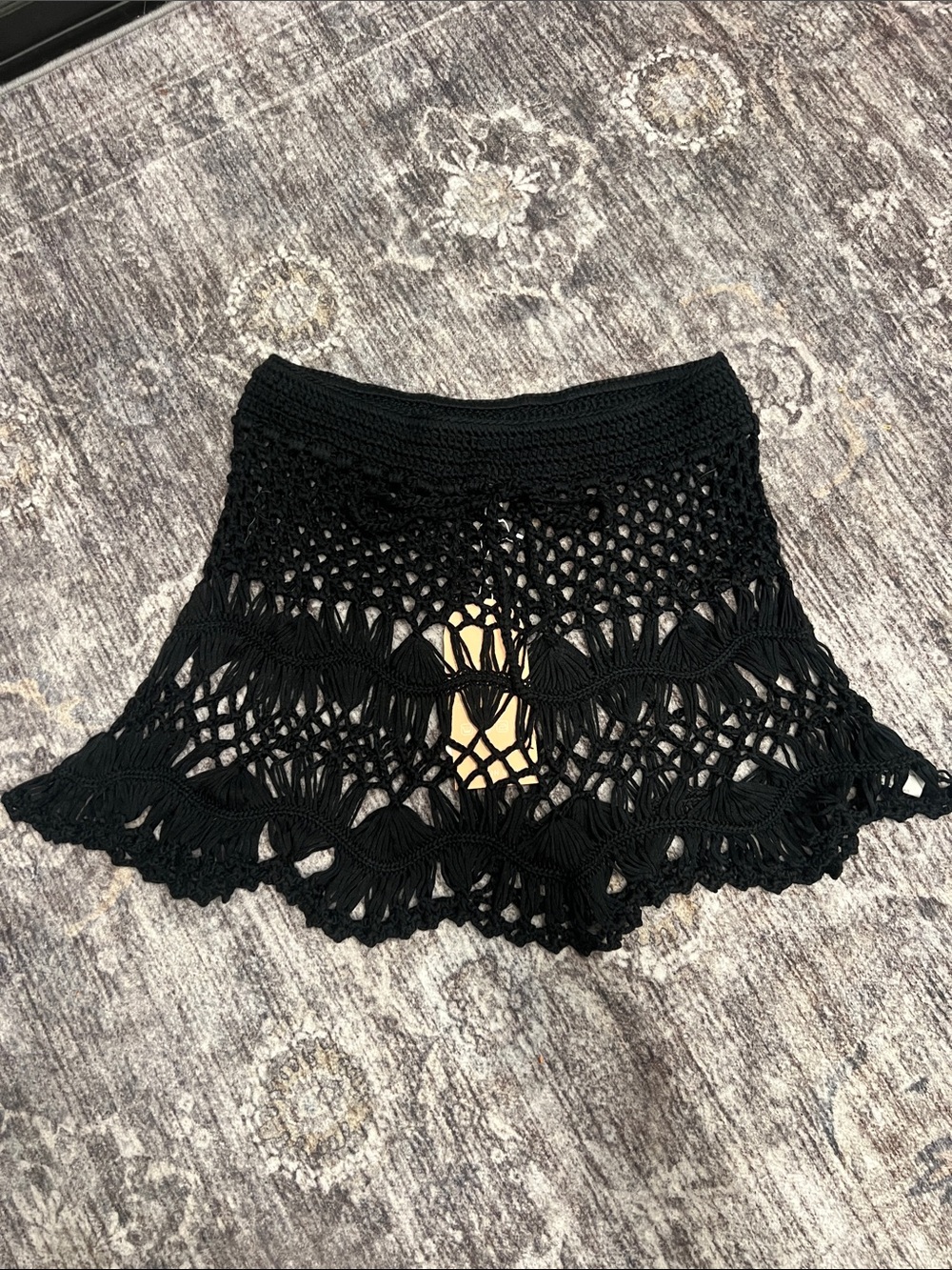 Black Crochet Swim Coverup Skirt